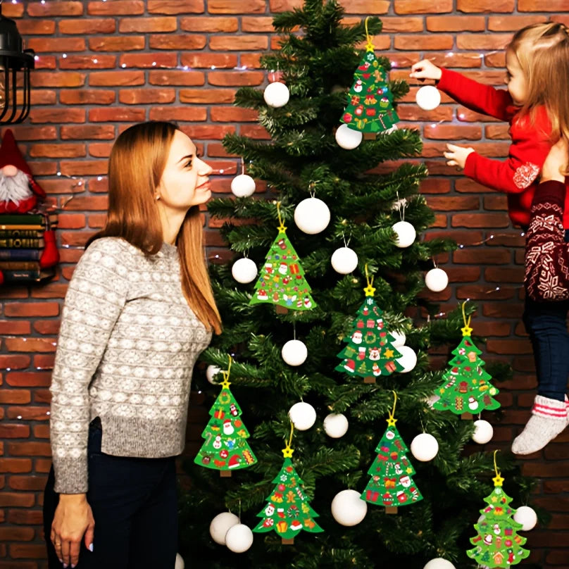 24 Sets Christmas Tree DIY Craft Kit - Create Your Own Holiday Greeting Cards with Stickers, Perfect for Xmas Parties, Decor