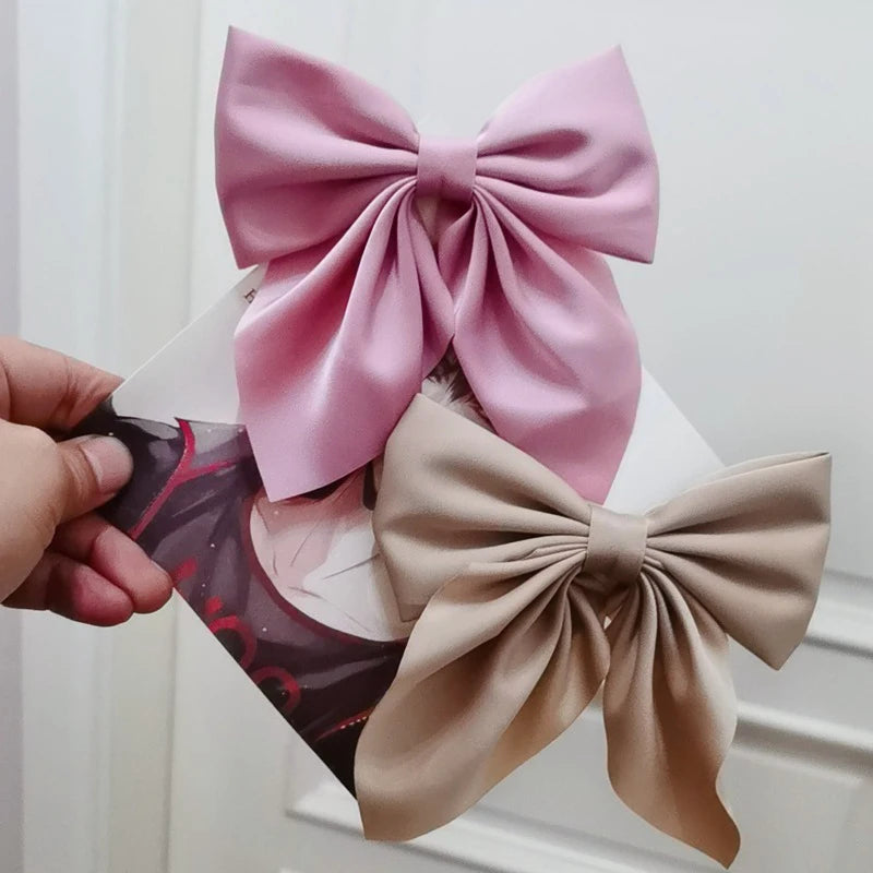 Solid Color Satin Bowknot Hair Clips For Girls Sweet Bow Women Hairpins Butterfly Barrettes Duckbill Clip Kids Hair Accessories