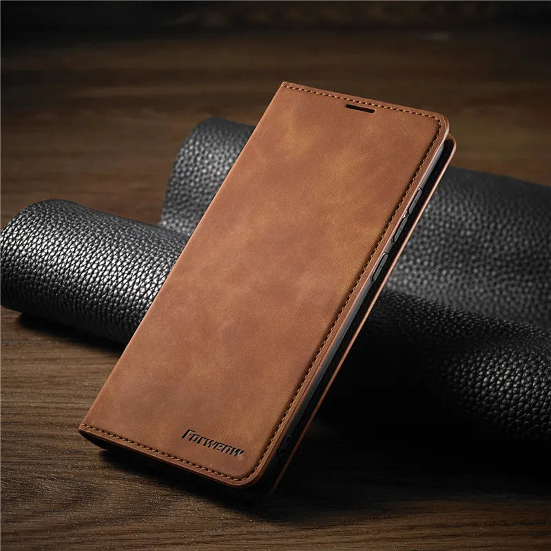 Leather Magnetic Flip Case For iPhone 16 15 14 17 Pro Max Air 16E 13 12 11 XS Max XR SE 8 7 Plus Wallet Card Solt Phone Cover