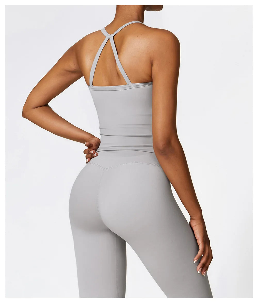 Women Cross Back Yoga Top Breathable Shockproof Sports Vest Fitness Sport Bra With Padded Gym Crop Top Running Active Sportswear