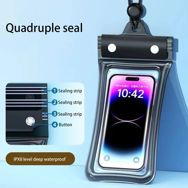 IPX8 Waterproof Floating Airbag Swim Diving Bag Phone Case For iPhone 11 12 13 14 Pro Max Samsung S23 S22 Xiaomi 13 Huawei Cover