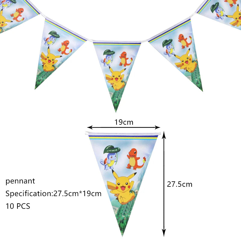 Pokemon Birthday Party Decoration New Pikachu Latex Foil Balloon Kids Disposable Tableware Event Supplies Backdrop Child Gift