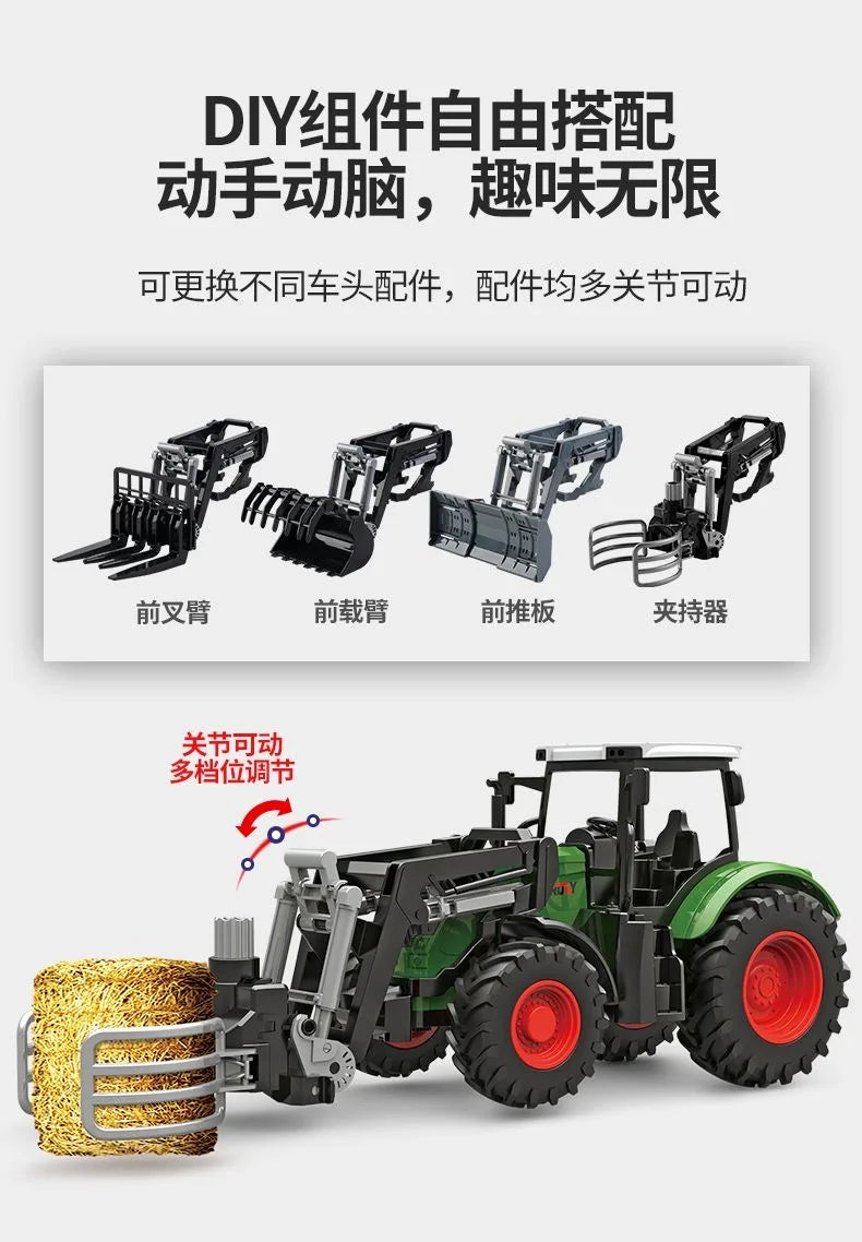 Tractor Toy Car Model Trailer and Accessories Simulation Children's Farmer Car