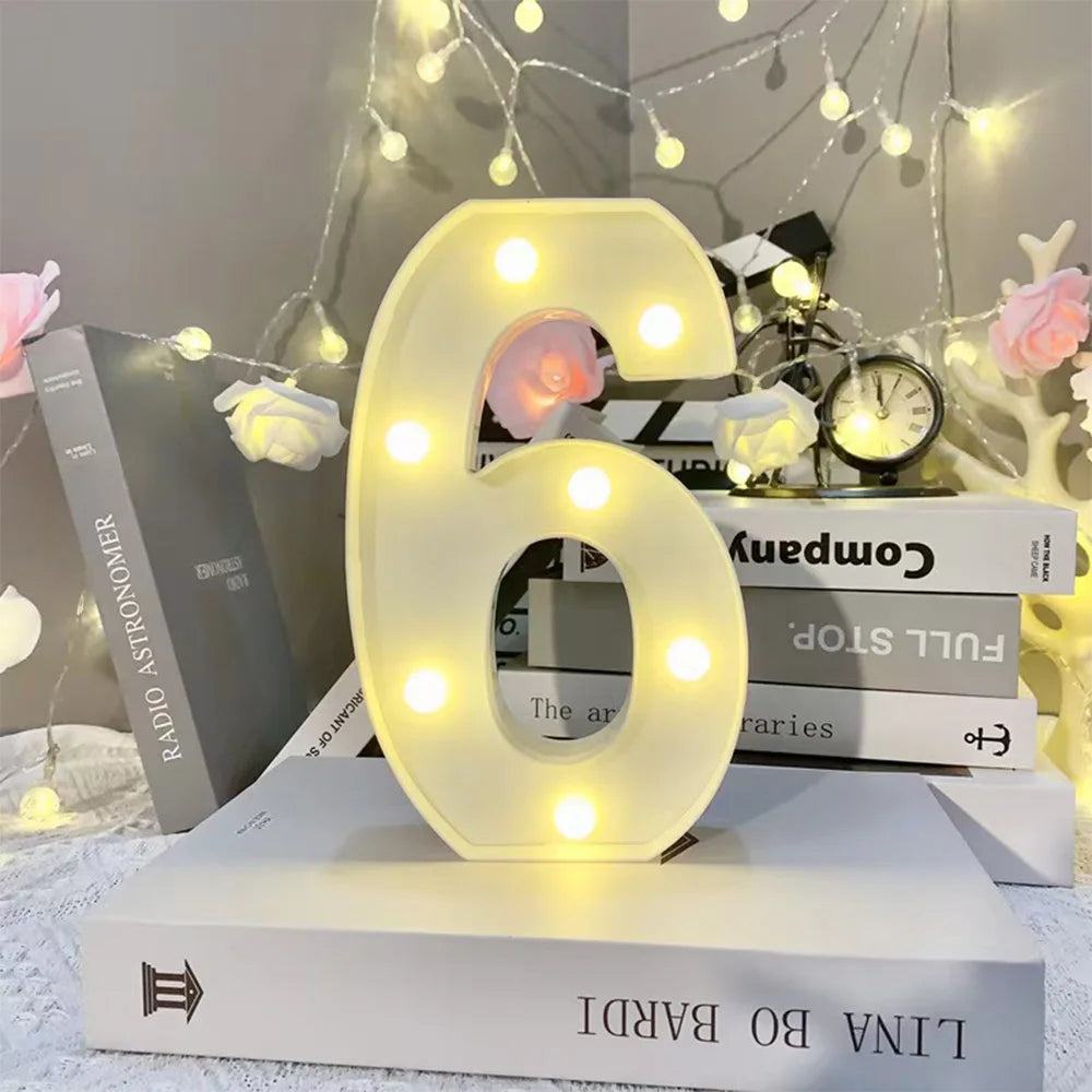 16cm LED Letter Light, Luminous Letter And Number Night Light, Suitable For Home, Bar, Wedding, Birthday Party Decoration