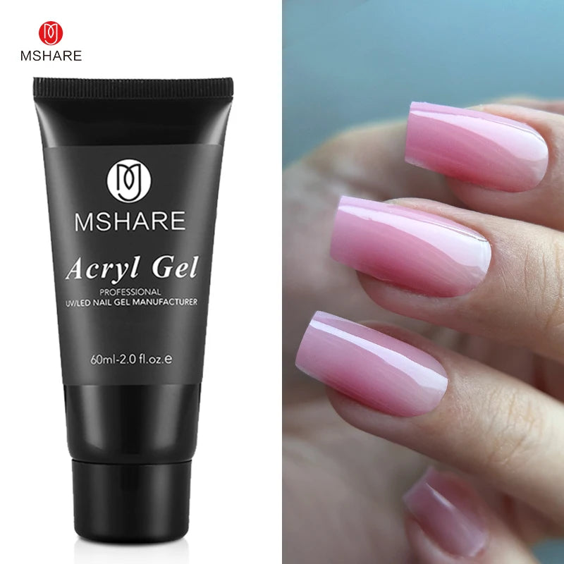 MSHARE Poly Nails Acryl Gel 60ml Builder UV Led Acrylgel Nails Extensions Acrylic Pink White Clear Acrylatic Hema Tpo Free Gel