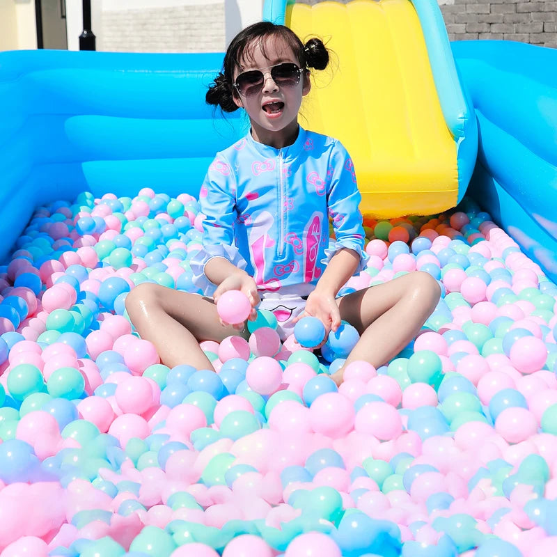 Colorful Baby Plastic Balls Water Pool Ocean Wave Balls Kids Swim Pit With Basketball Hoop Play House Outdoor Tents Toys Props