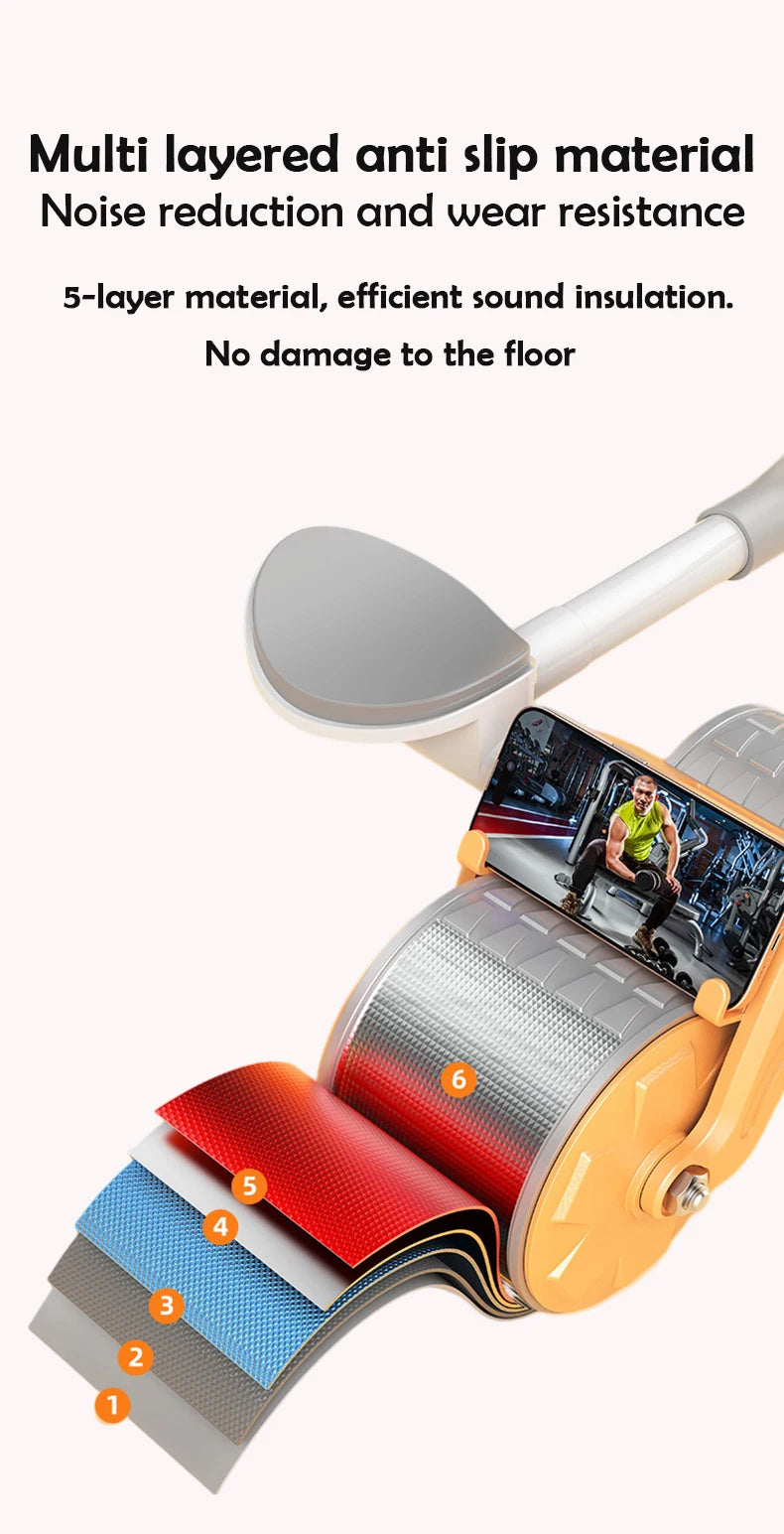 Elbow Support Automatic Rebound Abdominal Wheel Core Muscle Ab Trainer with Counter Display Fitness Exercise Roller Wheel