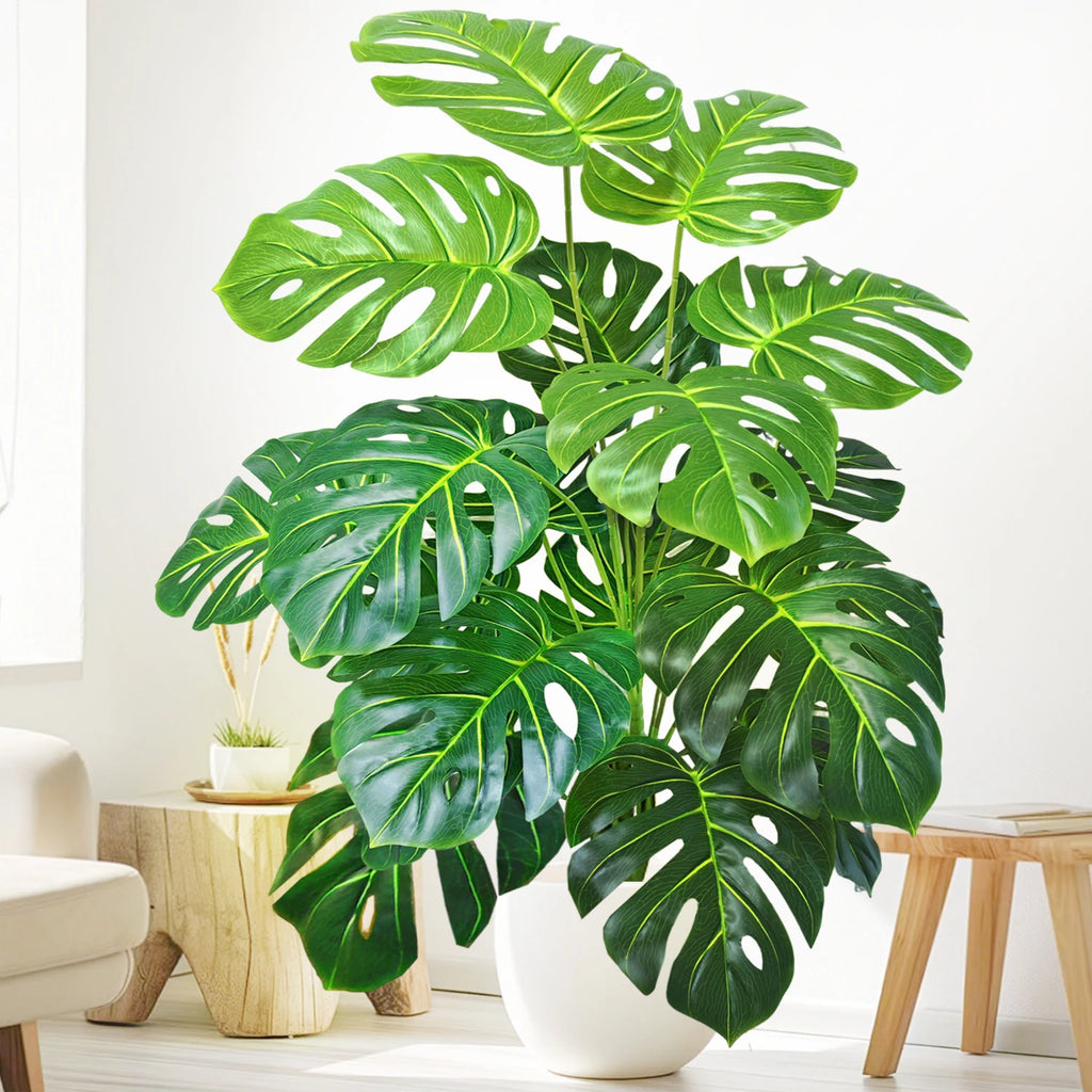 40-130cm（51.18in） Artificial Monstera Plant Fake Palm Tree Plastic Turtle Leaf Green Plant for Home Garden Room Office Decor