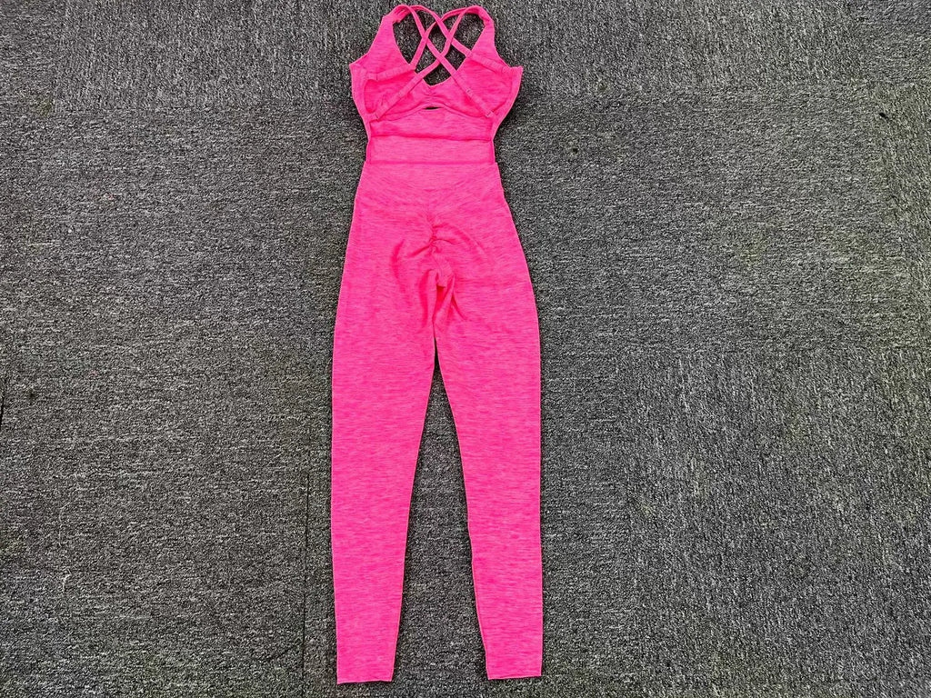 Sporty Jumpsuit Women Sportwear 2025 Workout Yoga Clothes Push Up Gym Set Women Sportswear Sport Outfit Fitness Overalls Black