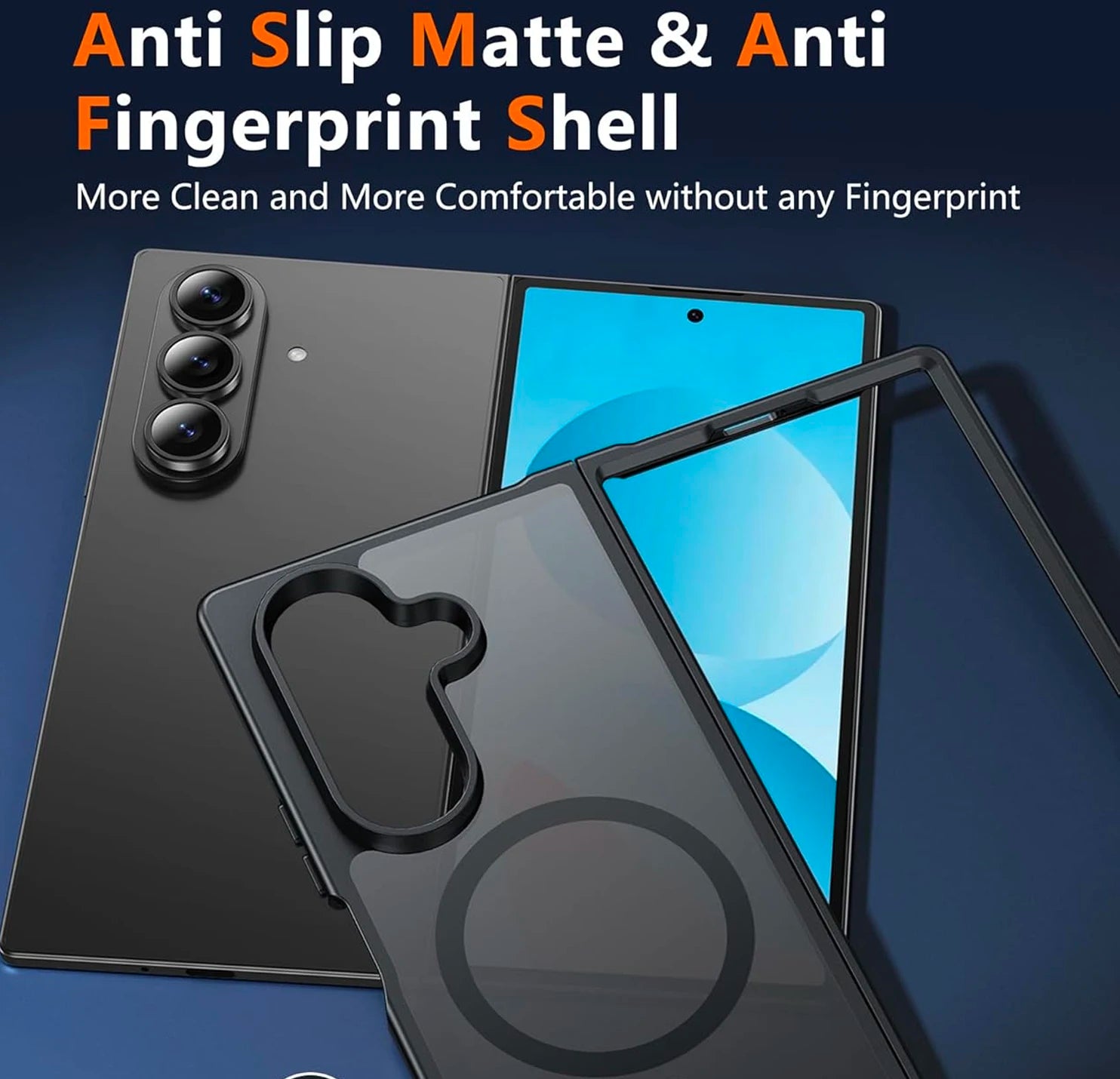 UYUXIO Magnetic Wireless Charging Mobile Phone Case for Samsung Galaxy Z Fold 7 Cases Slim Rugged Translucent Cover with Magnet