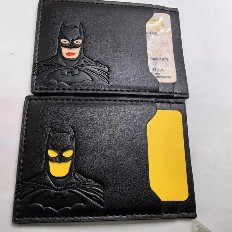 Leather Bat Wallet Personalized Superhero Mask Card Holder Bat ID Heroic Wallet Gift
