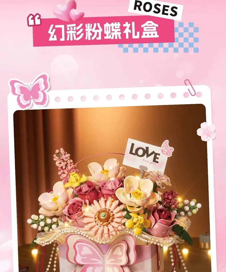 Flowers DIY decoration blocks Home decoration Model Building Blocks toys Assembly Toy Christmas Gift for Children Adult 4811