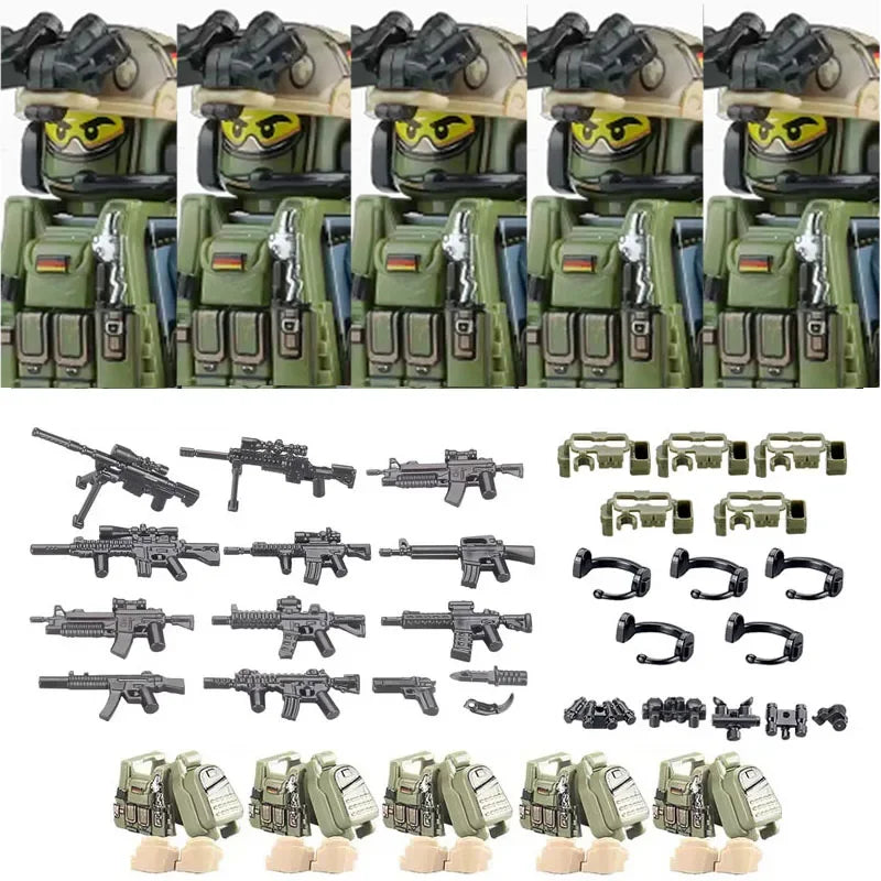 Military Army Figures Building Blocks SWAT Ghost Commando Special Forces Soldier Weapons Gun Hat Shield Belt AK Mini Bricks Toy