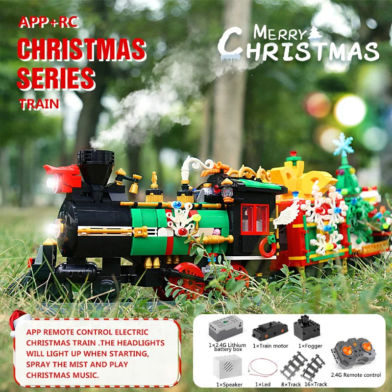 Mould King 12012 Christmas Building Block The Motorized Winter Holiday Train Model Assembly Decoration Kids Christmas Train Gift