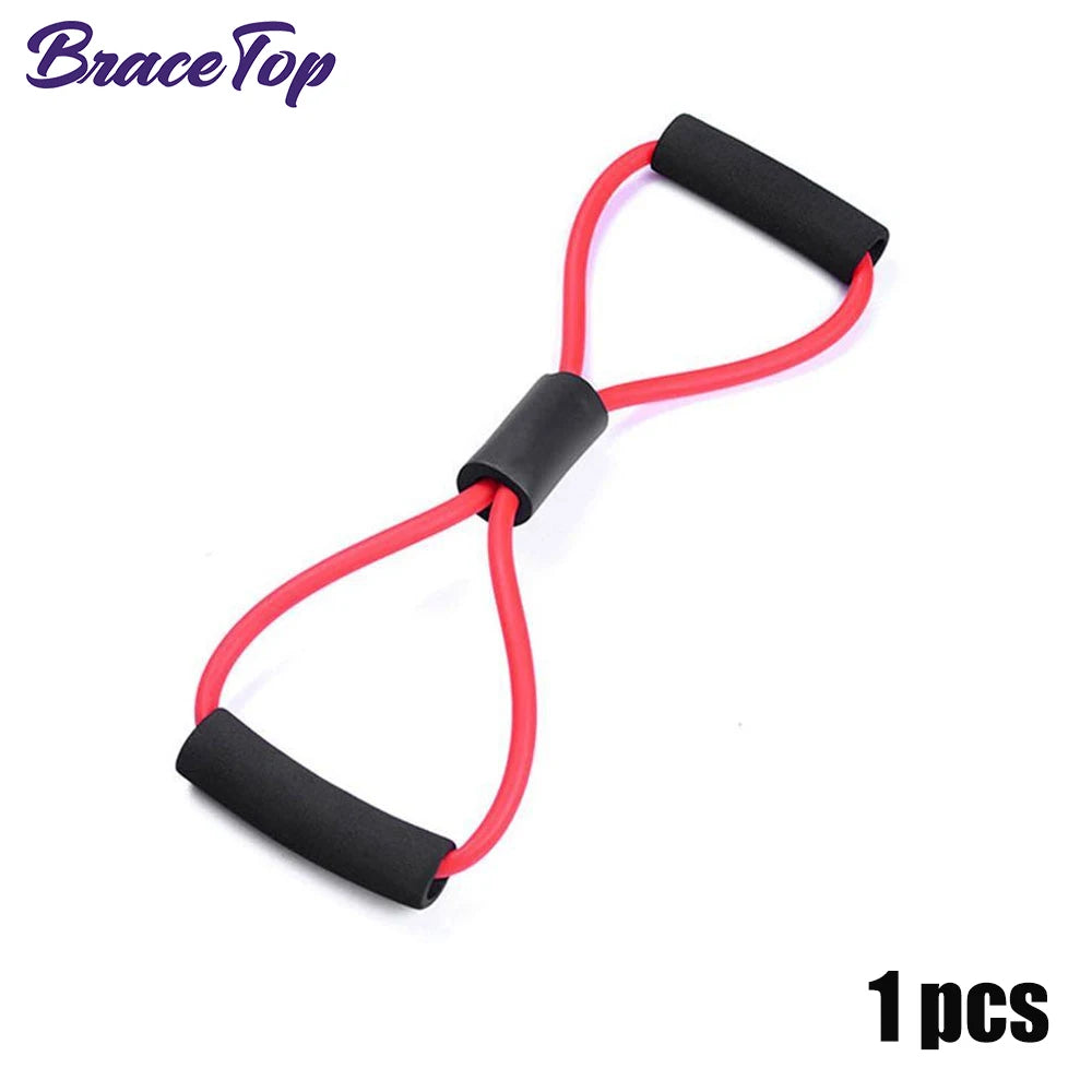 BraceTop Yoga Gym Fitness Resistance 8 Word Chest Expander Rope Workout Muscle Trainning Rubber Elastic Bands for Sport Exercise