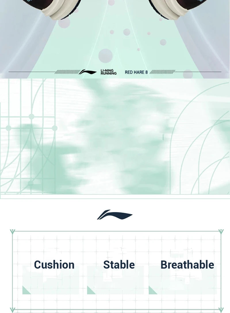 Li-Ning Men RED HARE 8 Racing Running Shoes LIGHT FOAM ULTRA Reflective Cushion Stable Shoes LiNing Light Sneakers ARPV001