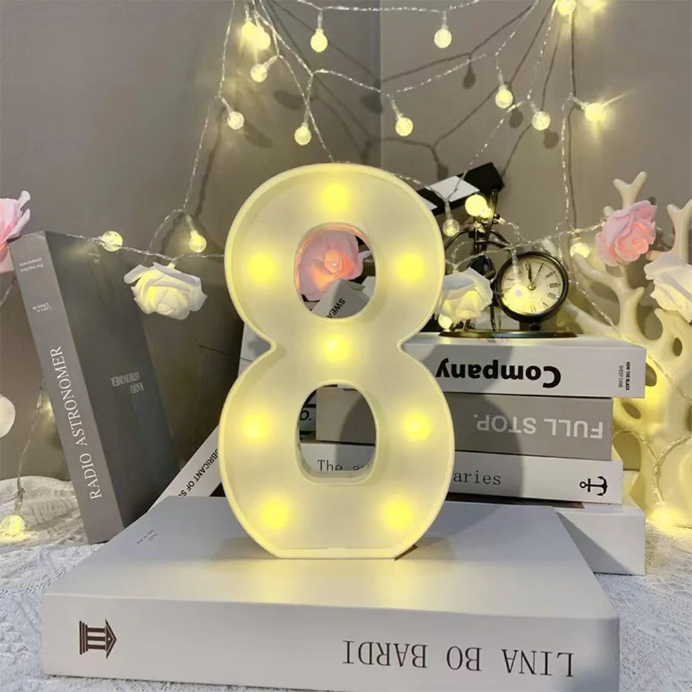 16cm LED Letter Light, Luminous Letter And Number Night Light, Suitable For Home, Bar, Wedding, Birthday Party Decoration