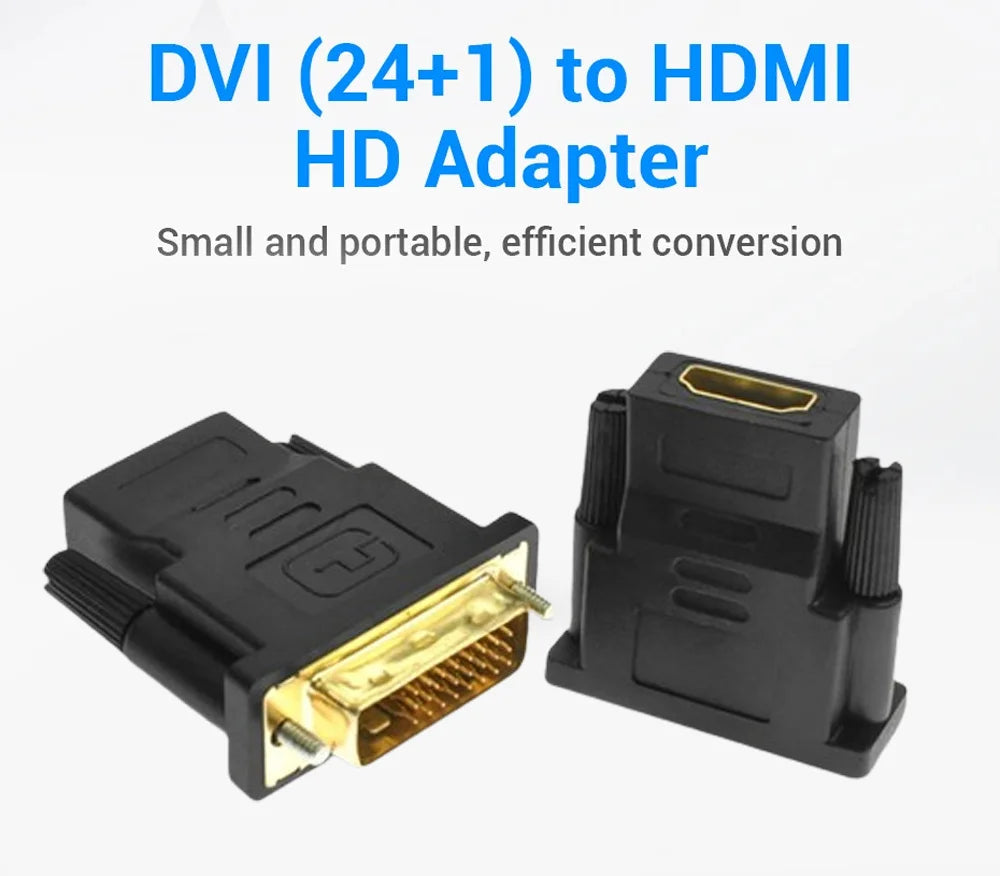 DVI to HDMI Adapter DVI 24+1 to HDMI-Compatible Plated Plug DVI Male to HDMI-compatible Video Converter for PC HDTV Projector