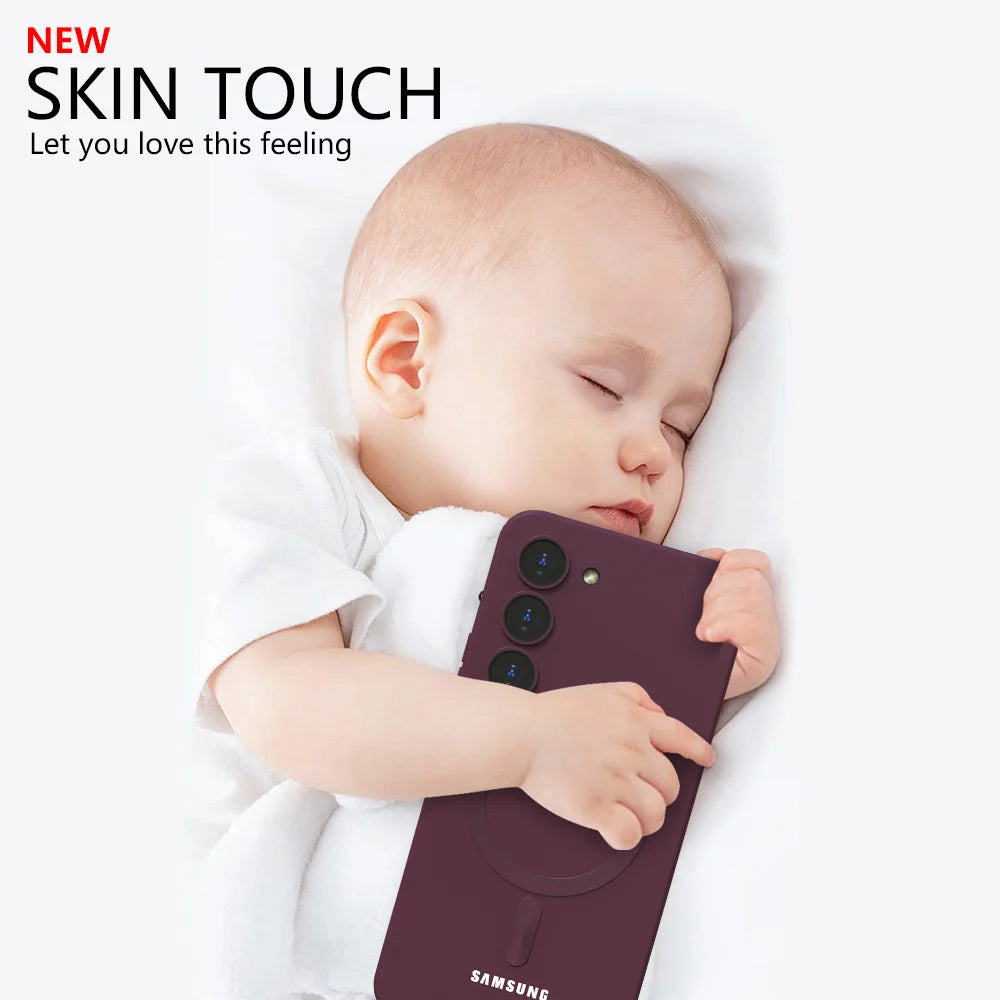 For Samsung Galaxy S25 FE Magsafe Case S25 S24 S23 S22 S21 Ultra Plus FE A17 A56 A36 A16 A55 A54 Soft Silicone Phone Back Cover