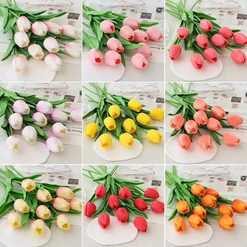 1/5/10/15PCS Tulips Artificial Flowers Real Touch Flowers Tulip Bouquet Decor Fake Tulips Flower for Home Wedding Decorations