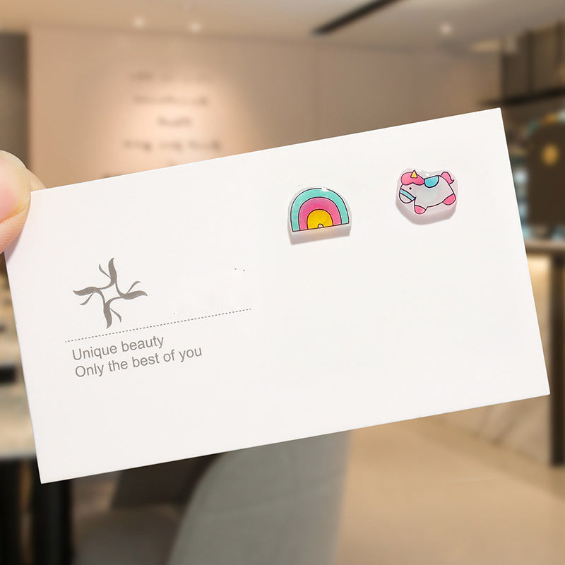 Round Magnetic Non-Piercing Clips on Stud Earrings Cute Fruit Series Stainless Steel Ear Stud Fashion Jewelry Sweet Girls 1 Pair