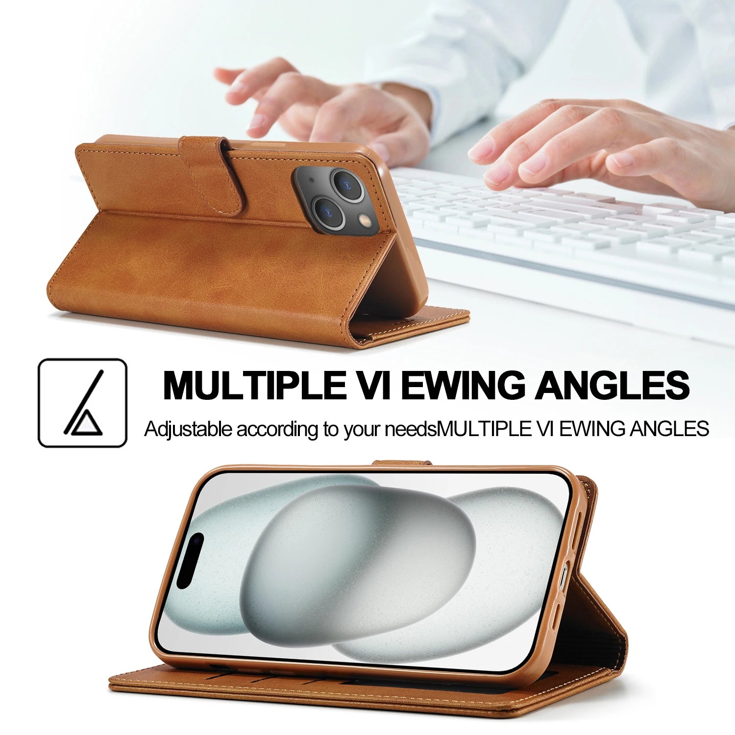 Flip Leather Wallet Case For iPhone 16 15 14 13 12 11 Pro Max XS XR 8 7 Plus SE Mini 16E Business Card Slot Wallet Phone Cover