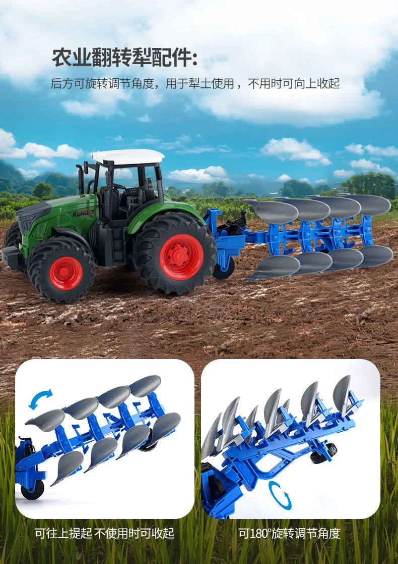 Tractor Toy Car Model Trailer and Accessories Simulation Children's Farmer Car