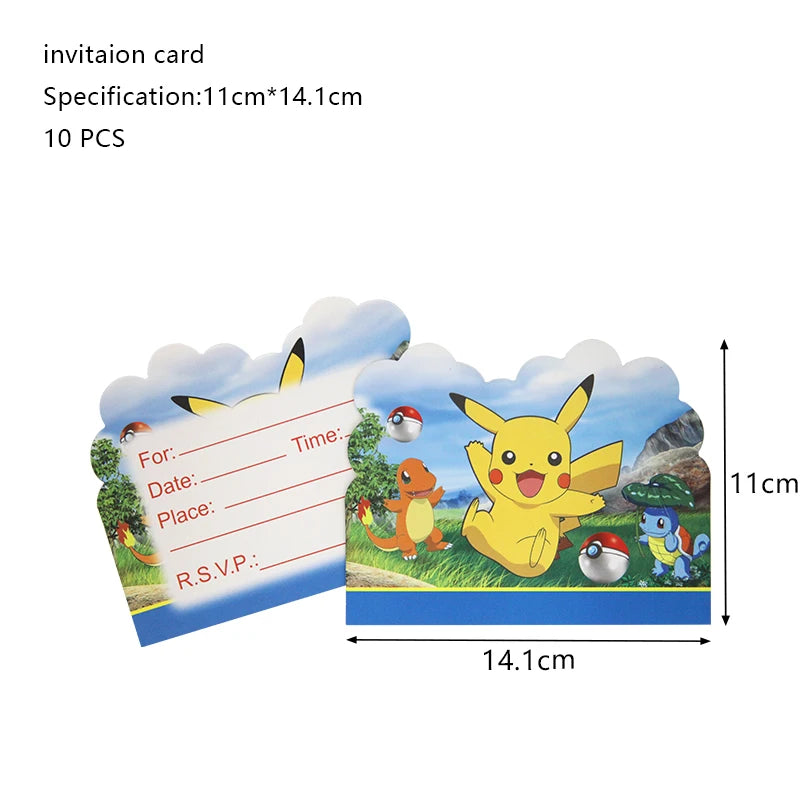 Pokemon Birthday Party Decoration New Pikachu Latex Foil Balloon Kids Disposable Tableware Event Supplies Backdrop Child Gift