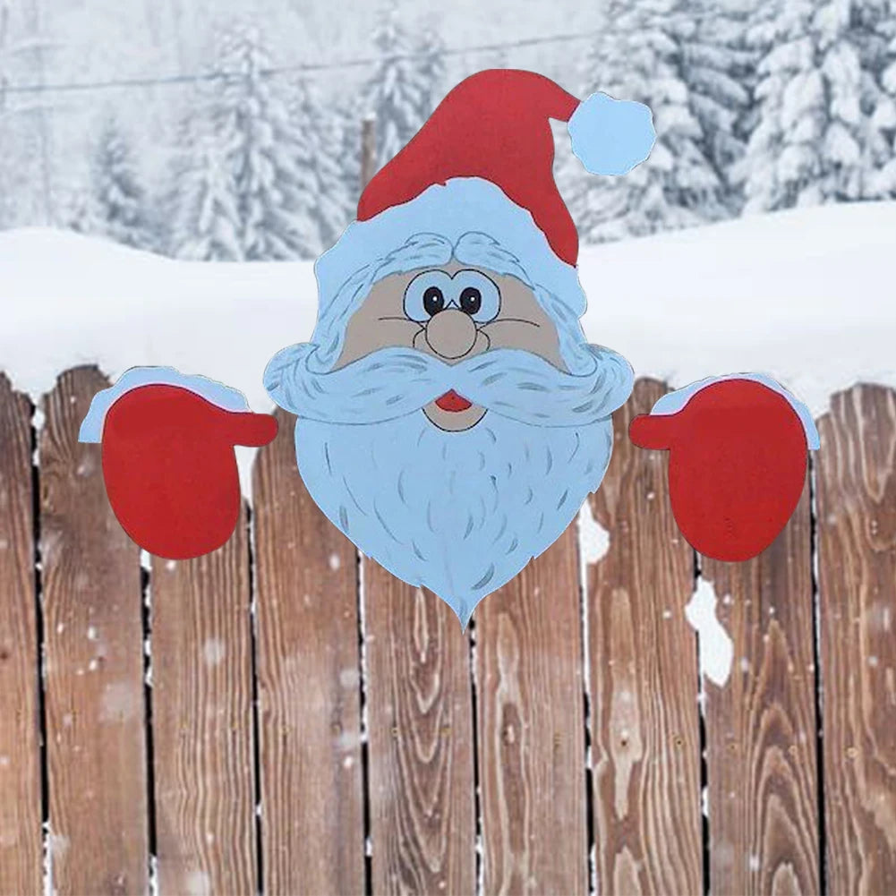 Christmas Outdoor Fence Art Sign Ornament Versatile Peeking Garden Yard Decorations Cute for Garden Yard Patio Decor