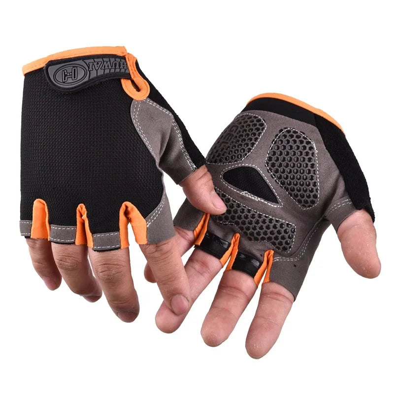Unisex Half Finger Gloves Cycling Breathable Anti-slip MTB Outdoor Road Bike Gel Biking Gloves Summer Gym Sport Training Gloves