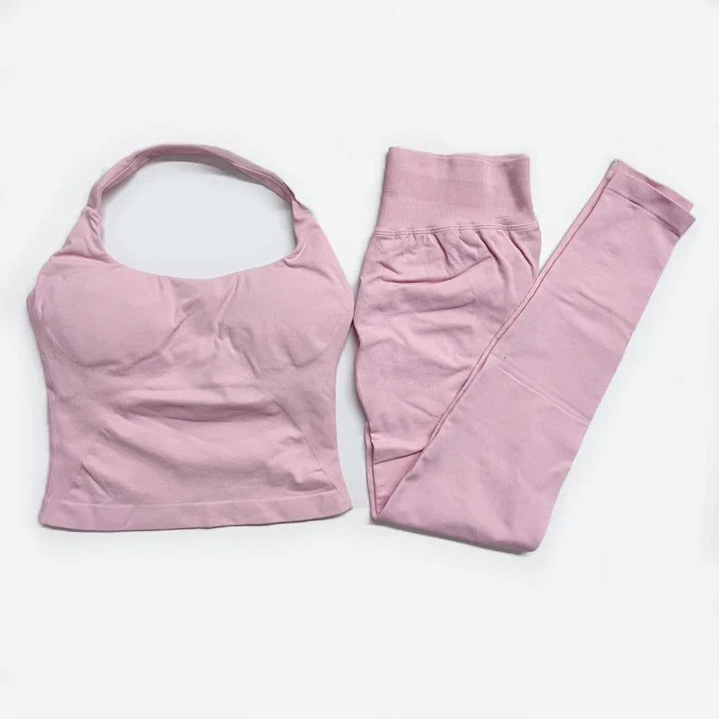 Women's High Stretch Soft Halter Top Sports Tops Legging Set Gym Workout Yoga Fitness Active Wear Impact Outfit Sport Pant