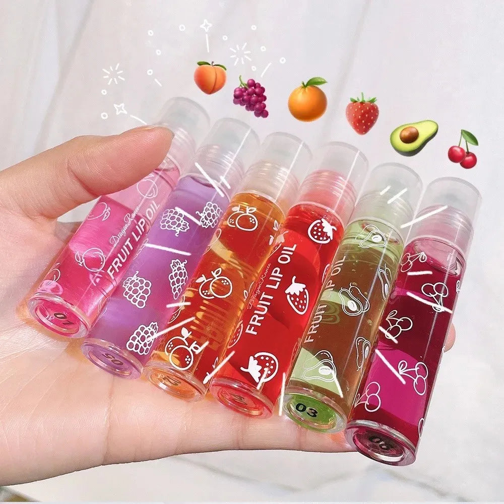 Hydrating Lip Oil Roller Gloss Moisturizing Nourishing Lip Balm Transparent Colorless Fruit Avocado Lip Care