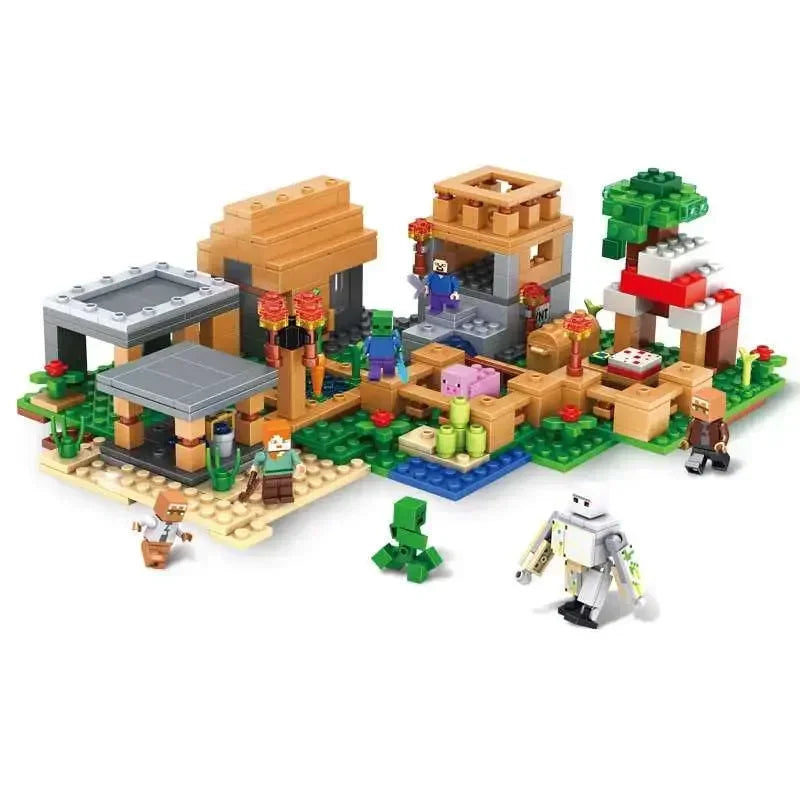 TreeHouse Village Farm Cave Mine Alex Zombie Action Figures Building Blocks Toys Gift for Children