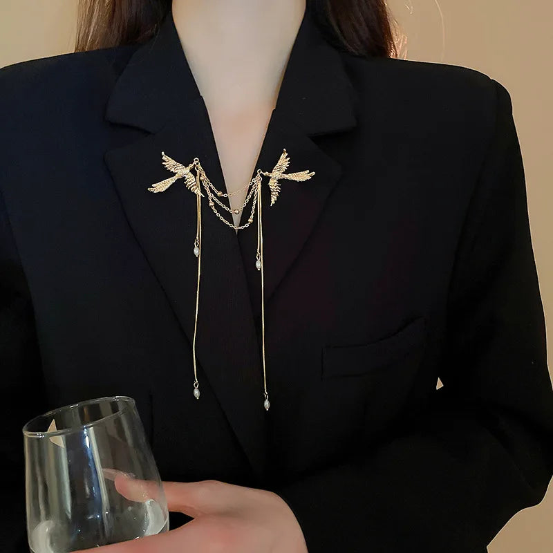 Fire Phoenix Phoenix Brooch Pins Delicate Long Fringe Brooches for Women Men Animal Bird Corsage Clothes Bags Party Accessories