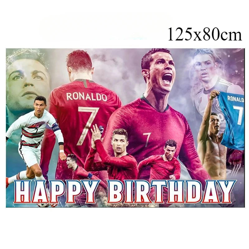 2025 Football SuperStar CR7 Fan Birthday Party Decoration Soccer Idol Balloon Paper Banner Caketopper DIY Decor