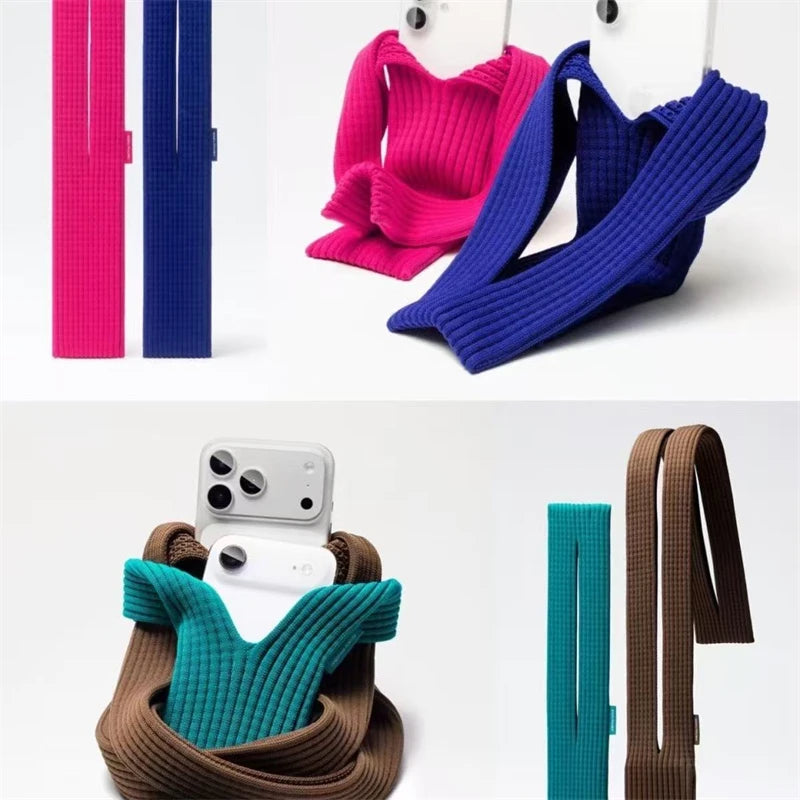 Mobile Phone Pocket Crossbody Knitted Handbag Casual Versatile Style Bag Soft Polyester Material For iPhone Samsung
