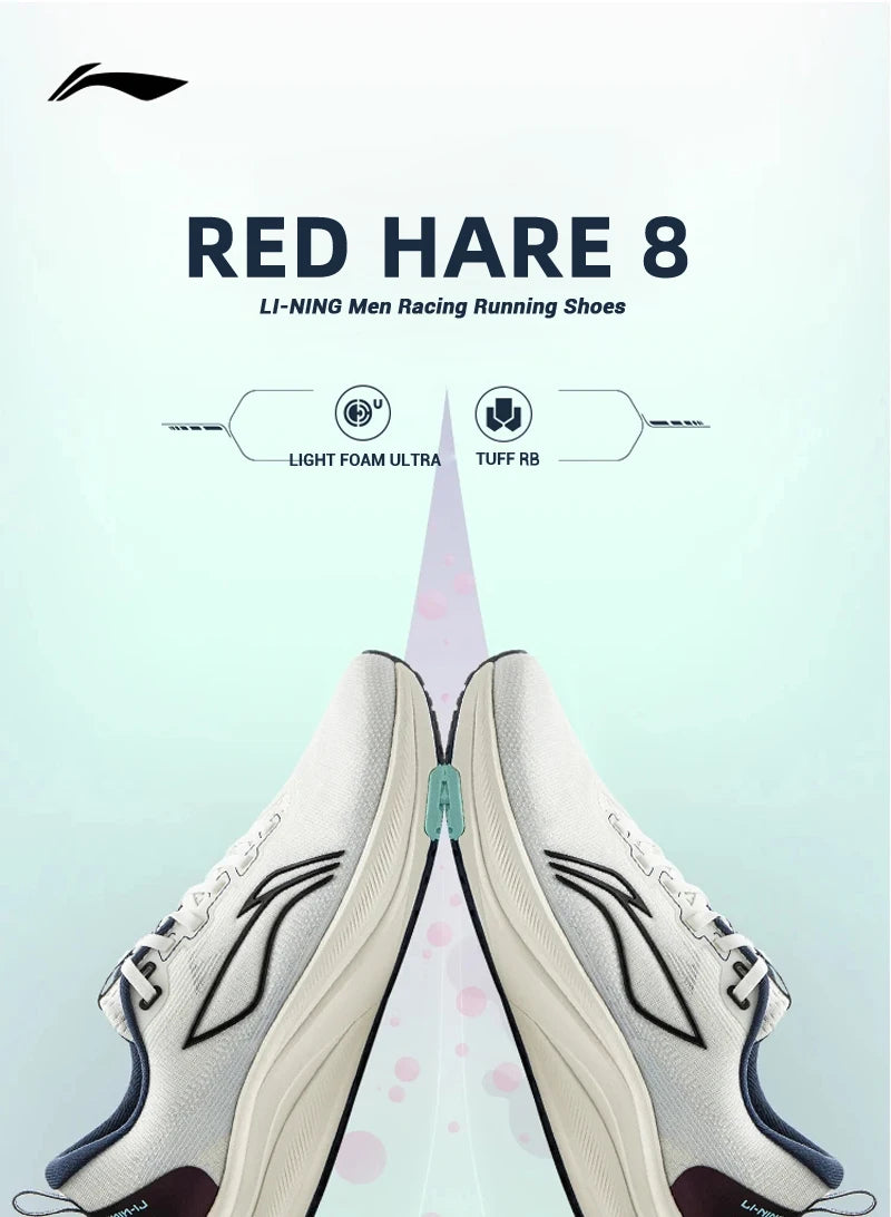 Li-Ning Men RED HARE 8 Racing Running Shoes LIGHT FOAM ULTRA Reflective Cushion Stable Shoes LiNing Light Sneakers ARPV001