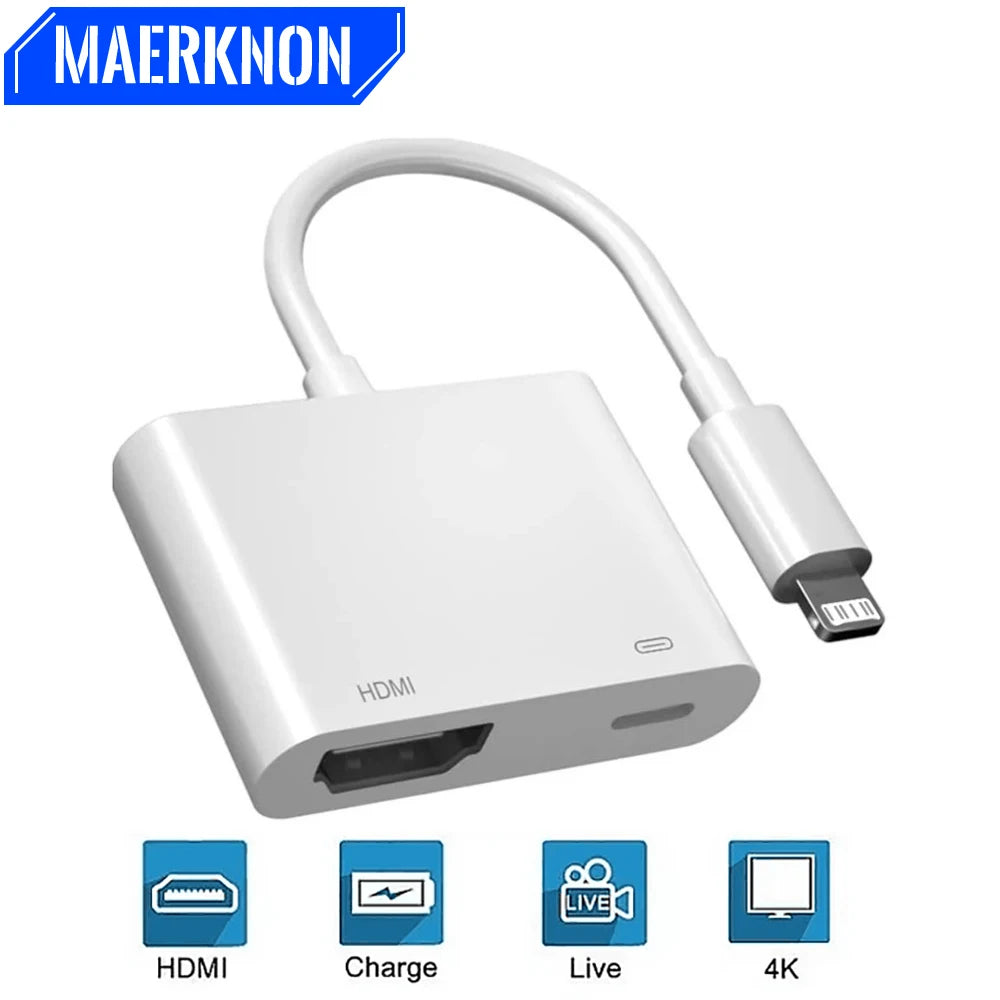 HD 1080P Phone To HDMI-Compatible Projection Cable Adapter Audio Sync Screen Connector For Lightning To HDMI-Compatible Adapter