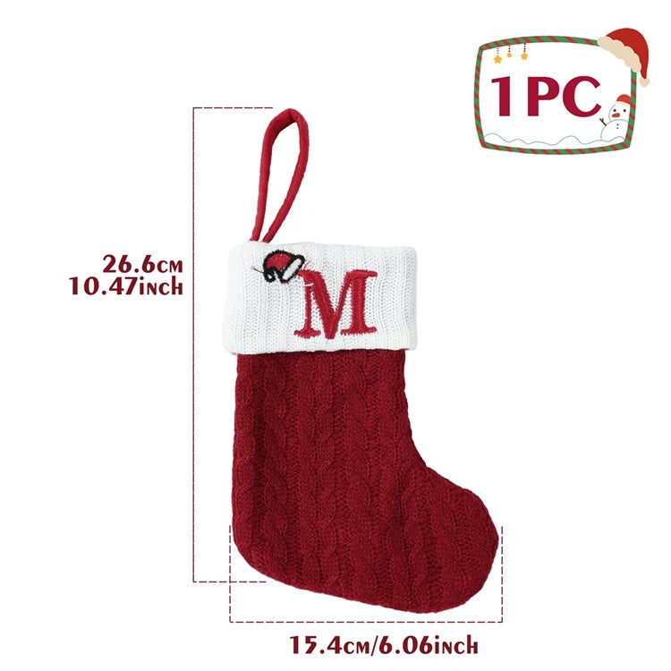 Christmas Alphabet Knitting Socks Christmas Tree Ornaments Christmas Decorations For Home 2025 Noel New Year 2026 Xmas Gift