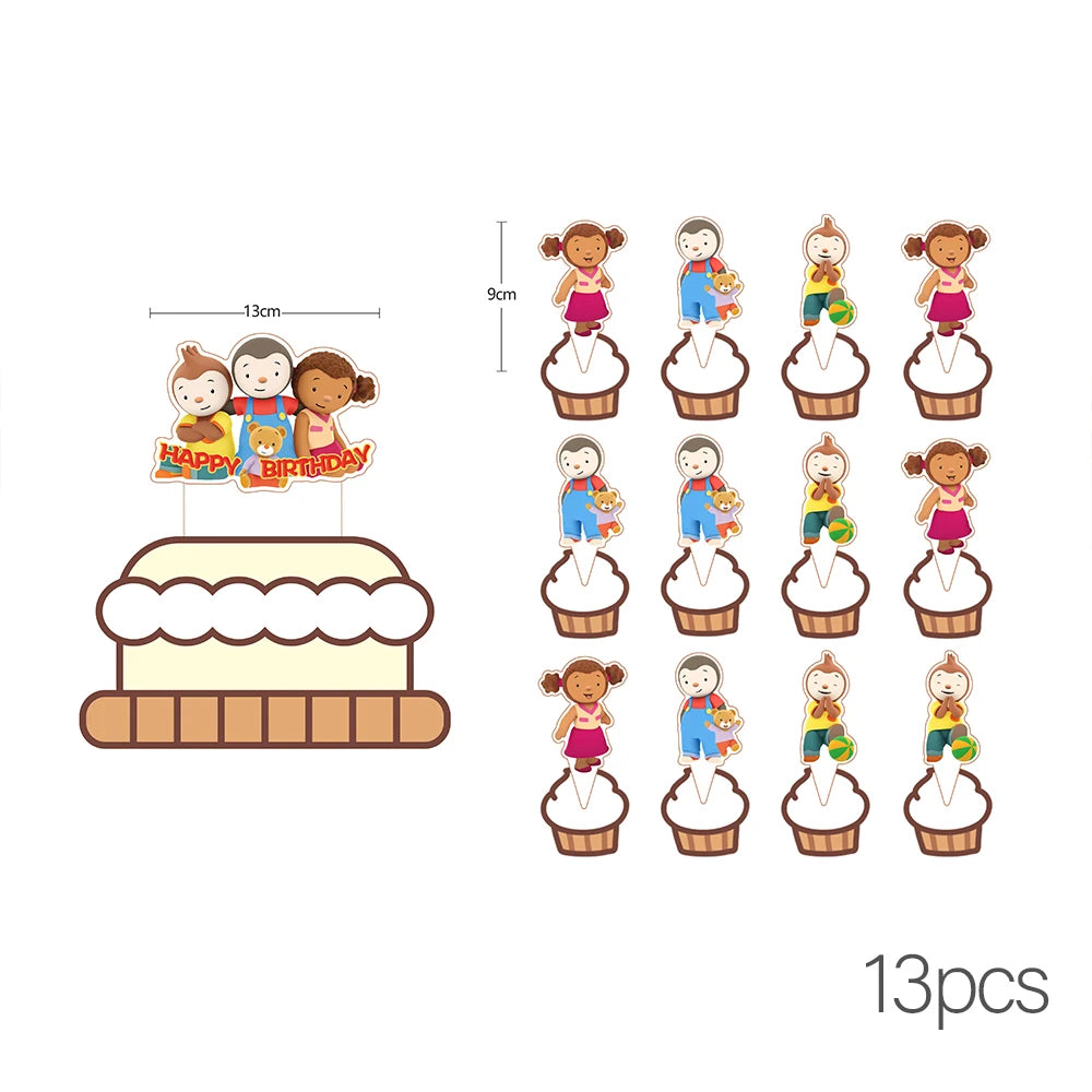 T'choupi Birthday Party Decoration Cartoon Baby Shower Party Supplies Tableware Sets Happy Birthday Cake Topper Birthday Hat