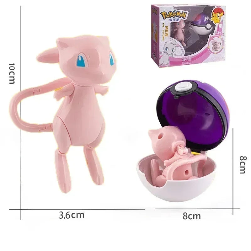 Pokemon Ball Deform Mewtwo Figure Pokeball Action Figurine Pikachu Charizard Gengar Blastoise Greninja Eevee Poke Child Toy Set