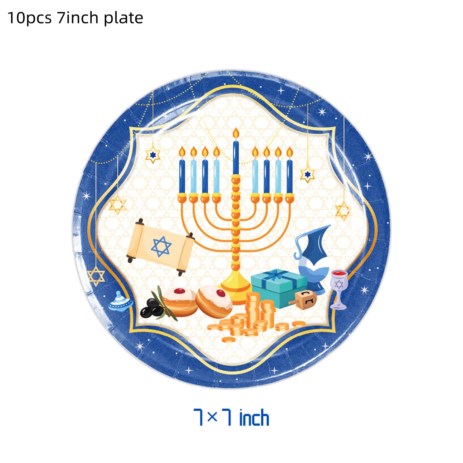 Jewish Hanukkah Balloon Banner Supplies Chanukah Disposable Tableware Cup Plate Napkins Happy Chanukah Festival Party Decoration