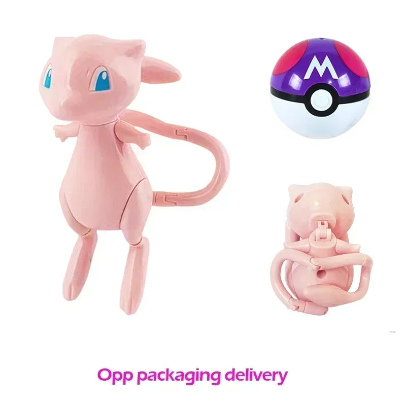 Pokemon Ball Deform Mewtwo Figure Pokeball Action Figurine Pikachu Charizard Gengar Blastoise Greninja Eevee Poke Child Toy Set