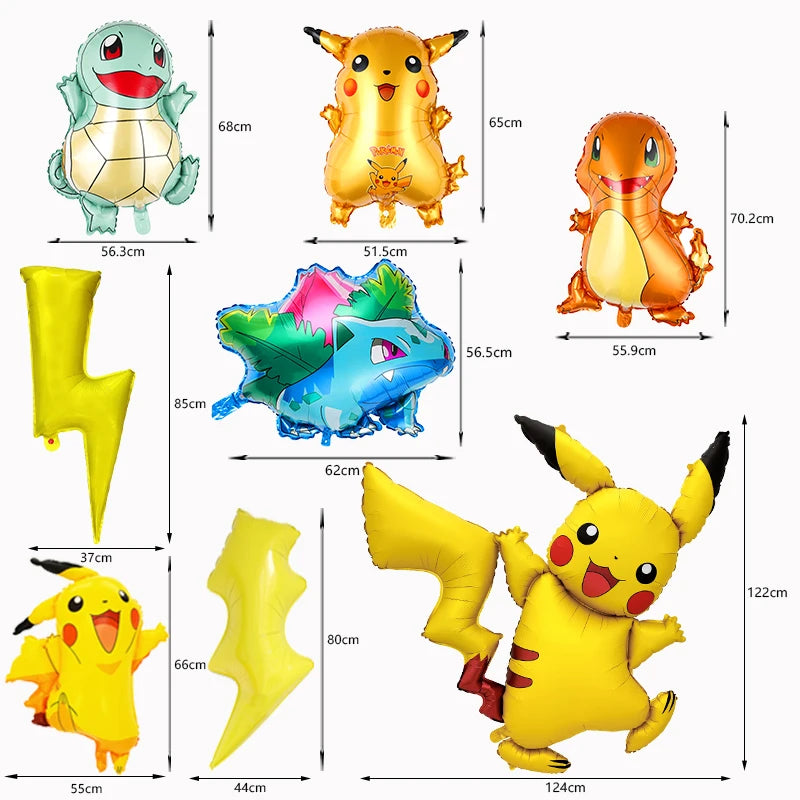 Pokemon Birthday Party Decoration New Pikachu Latex Foil Balloon Kids Disposable Tableware Event Supplies Backdrop Child Gift