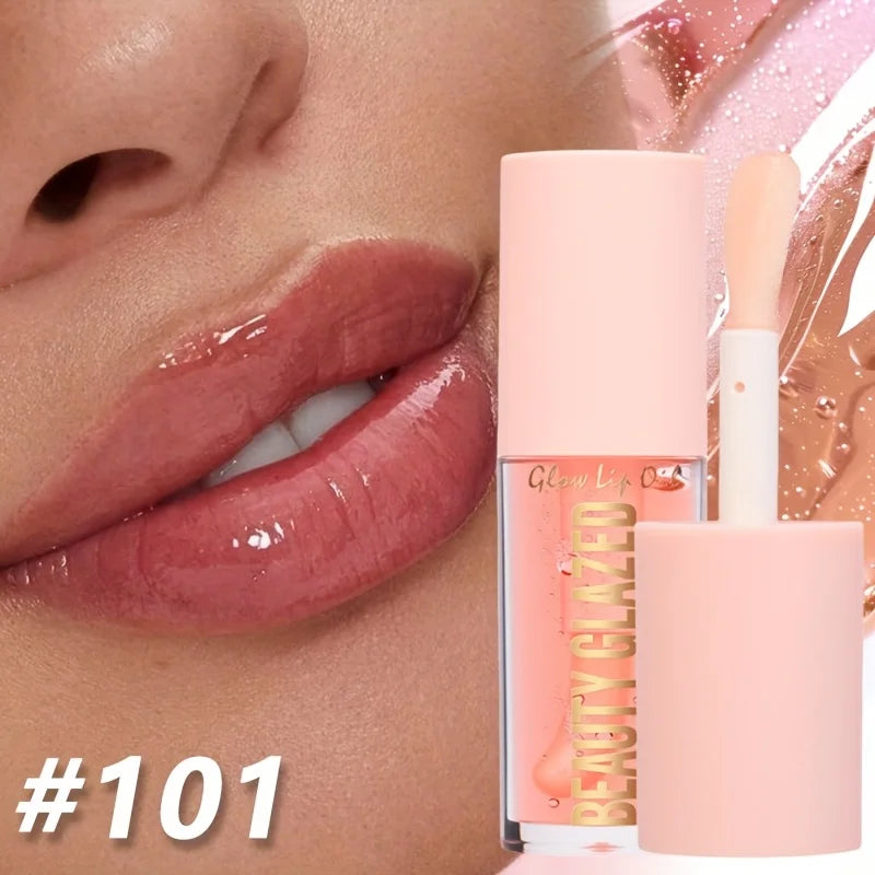BEAUTY GLAZED 4 Color Moisturizing Lip Oil Moisturizing Lip Gloss Luminous Oil Lip Glos Liquid Lip Gloss, Natural Lip Enhancer