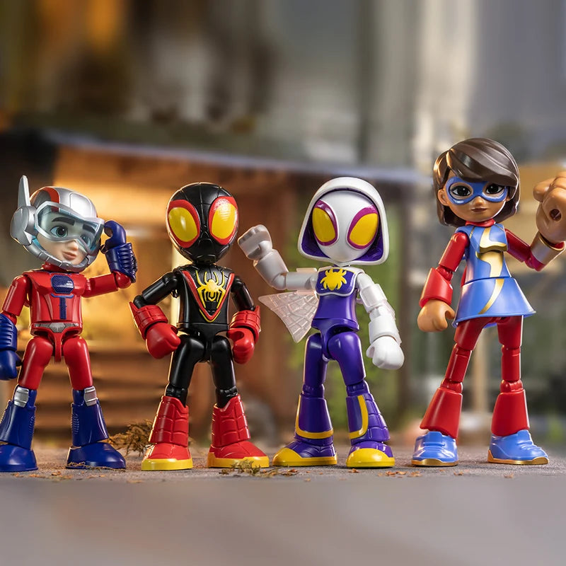 Marvel Spider Man Amazing friends Splicing toys 12cm Iron man Peter Parker Miles Gwen Ant-Man Action Figure building block