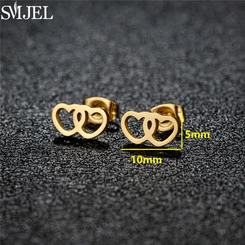 Stainless Steel Earring Hollow Love Heart Fashion Stud Earrings Classic Simple Earings for Women Wedding Jewelry Bridesmaid Gift