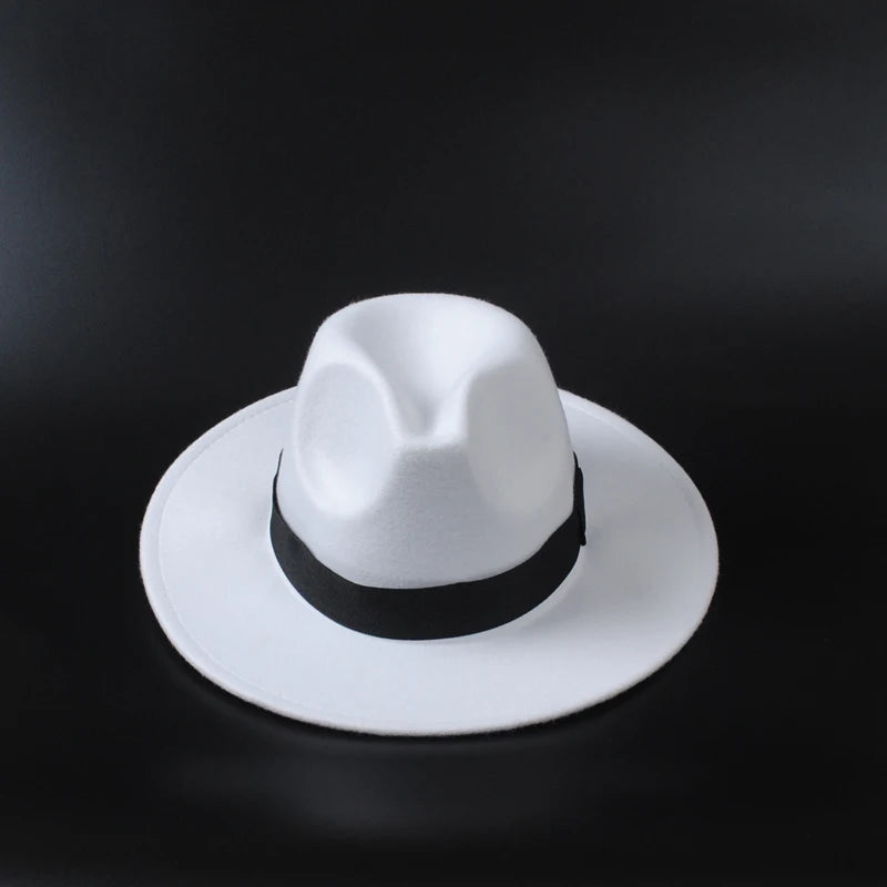 Topi Fedoras Musim Dingin Topi Jazz Klasik Felt Topi Fedora Panama Kasual untuk Pesta Putih chapeau luxe chapeu panama masculino