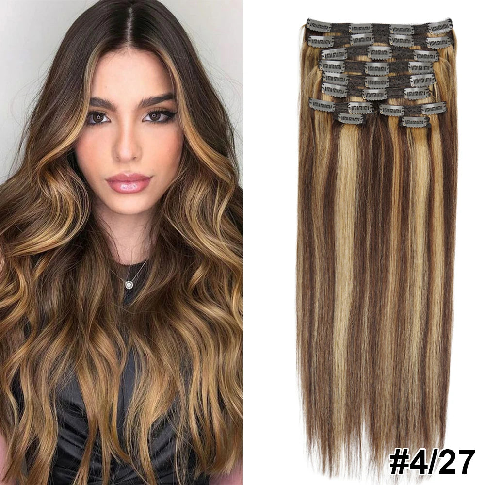 Doreen 160G 200G 240G Volume Series Brazilian Machine Remy Straight Clip In Human Hair Extensions  Full Head 10Pcs 16 to 24 Inch