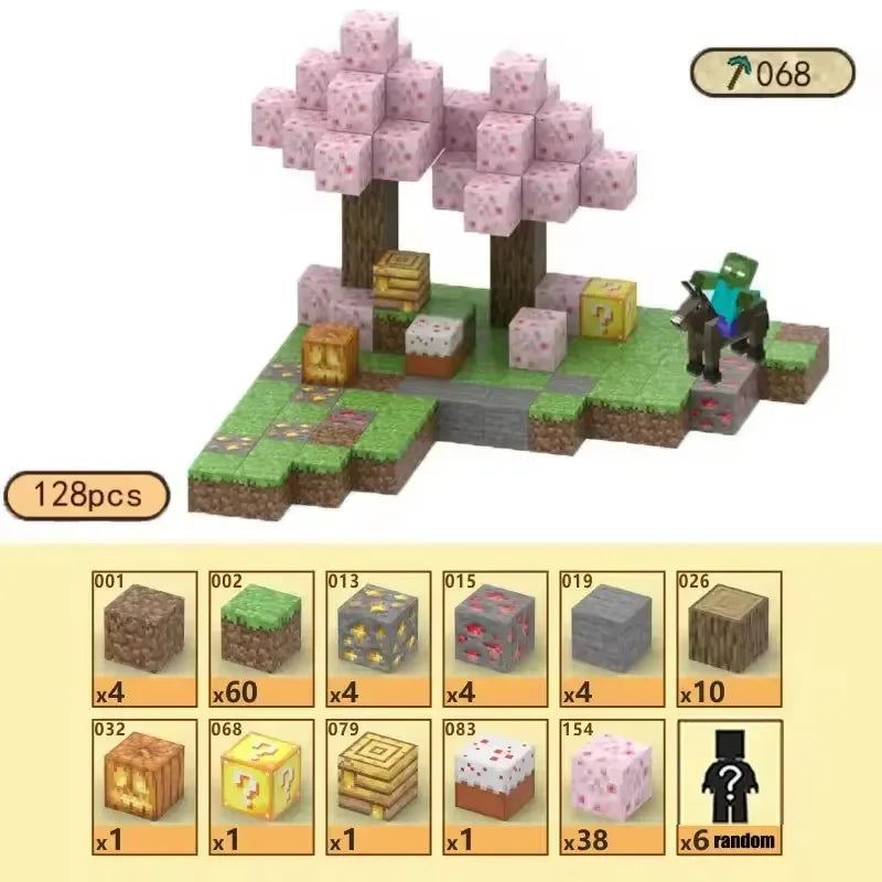 Magnetic Building Blocks Mine World Magnet Cube Set for Boy Girl Kid Age 3+ DIY Model Children Stem STEM Sensory Toy Gift